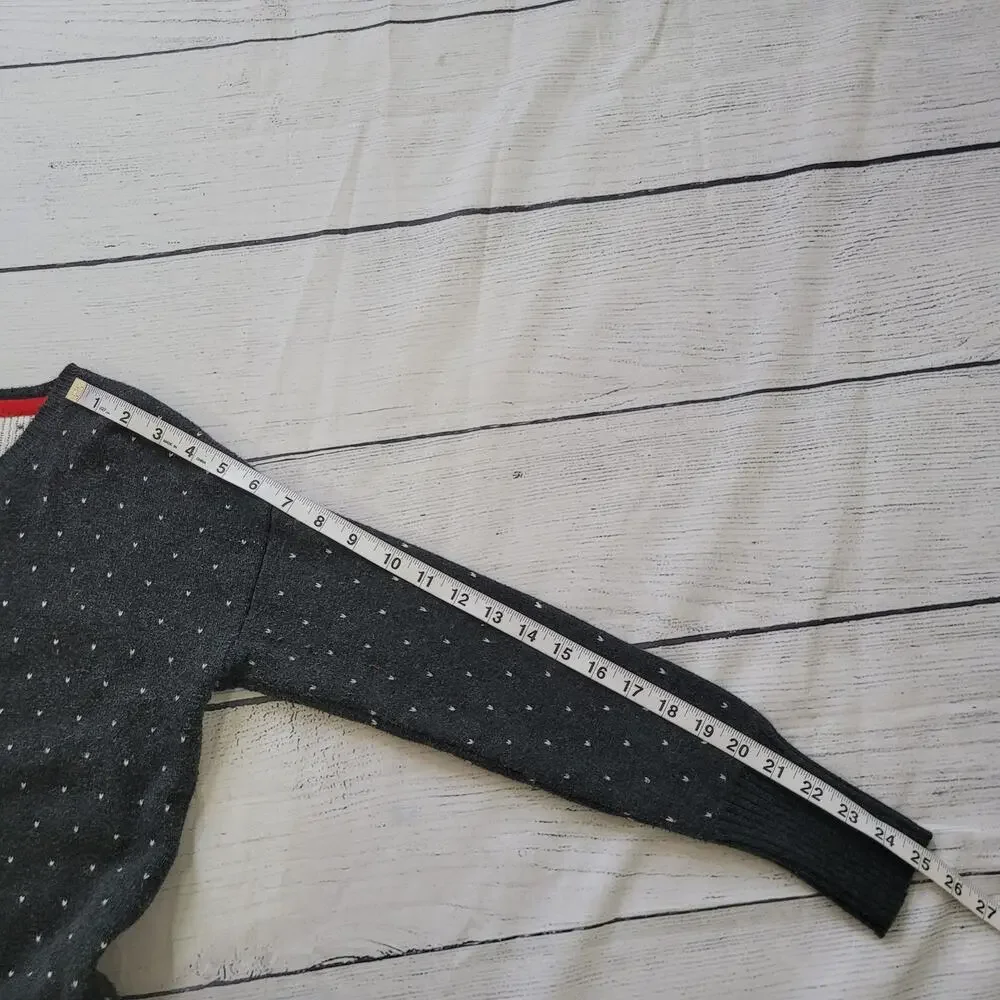 Wearing Your‎ Heart On Your Sleeve	Size	M Grey Heart Polka Dot Penguin Sweater
